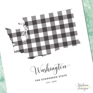 Washington Printable | Printable Art | Gingham | Washington Art ...