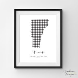 Vermont imprimible / Arte imprimible / Gingham / Impresión VT / Arte de Vermont / Vermont / Arte estatal imprimible / Cartel estatal / Arte estatal imprimible