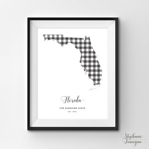 Florida imprimible / Arte imprimible / Gingham / FL Impresión / Arte de Florida / Florida / Arte estatal imprimible / Cartel estatal / Arte de pared imprimible