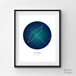 Cygnus Printable Cygnus Art Print Constellation Printable Constellation Art Constellation Printable Art Stars Star Art image 1