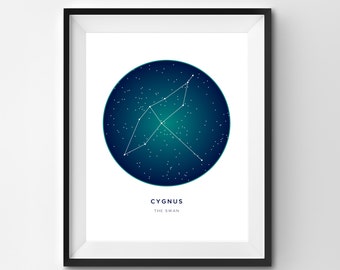 Cygnus Printable | Cygnus Art Print | Constellation Printable | Constellation Art | Constellation | Printable Art | Stars | Star Art