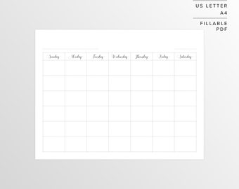 Blank Calendar Template | Printable Calendar | Calendar Template | Blank Monthly Calendar | Meal Planner | Instant Download