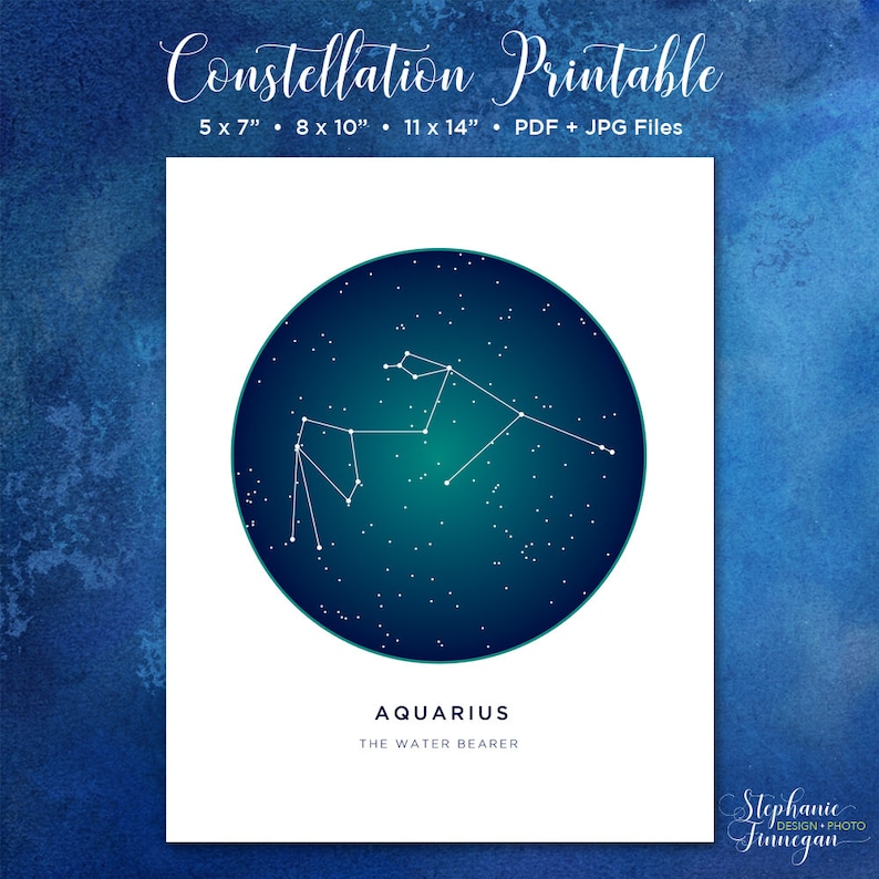 Aquarius Printable Aquarius Art Print Constellation - Etsy