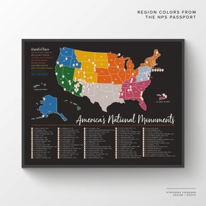 Karte der Nationalmonumente Druckbare Karte US National Monuments Nationalparks Pass Nationalpark-Service Landkarte Bild 2