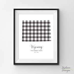 Wyoming imprimible / Arte imprimible / Gingham / Arte de Wyoming / Wyoming / Arte estatal imprimible / Cartel estatal / Arte de pared imprimible / Impresión estatal