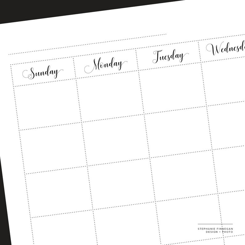 Blank Calendar Template Printable Calendar Calendar Etsy