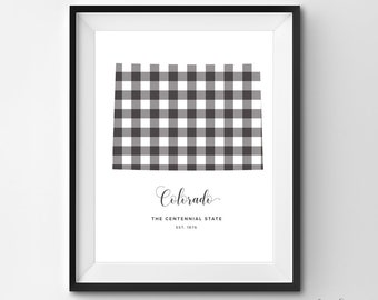 Colorado Printable | Printable Art | Gingham | Colorado Art | Colorado | State Art Printable | State Poster | Printable Wall Art