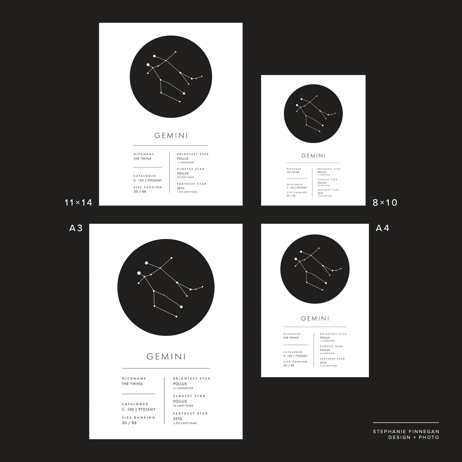 Gemini Constellation Print Printable Poster Constellation Art Zodiac ...