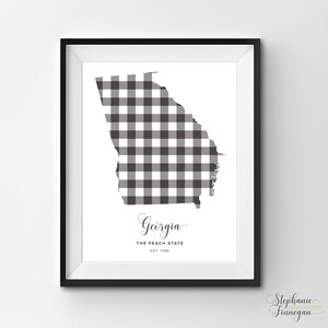 Georgia Printable | Printable Art | Gingham | GA Print | Georgia Art | Georgia | State Art Printable | State Poster | Printable Wall Art