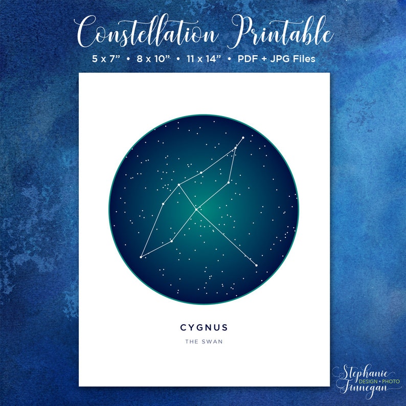 Cygnus Printable Cygnus Art Print Constellation Printable Constellation Art Constellation Printable Art Stars Star Art image 2