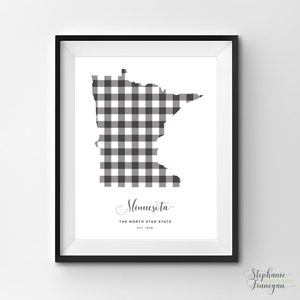 Minnesota imprimible / Arte imprimible / Gingham / MN Impresión / Arte de Minnesota / Minnesota / Arte estatal imprimible / Cartel estatal / Arte de pared