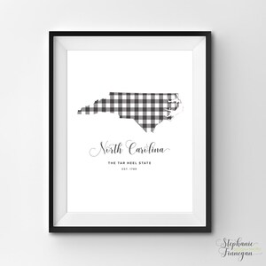 Carolina del Norte imprimible / Arte imprimible / Gingham / NC Impresión / Arte de Carolina del Norte / Carolina del Norte / Arte estatal imprimible / Cartel estatal
