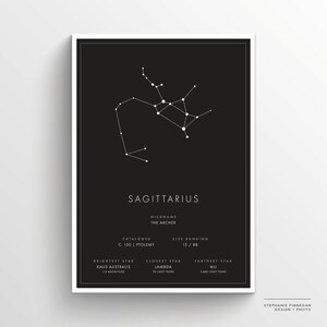 Sagittarius Constellation Print Printable Poster Constellation Art Zodiac Minimalist Poster Black and White Instant Download image 2