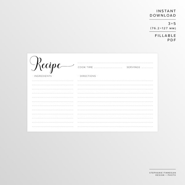 3 X 5 Recipe Cards - Etsy