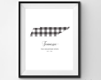 Tennessee Printable | Printable Art | Gingham | TN Print | Tennessee Art | Tennessee | State Art Printable | State Poster | Wall Art