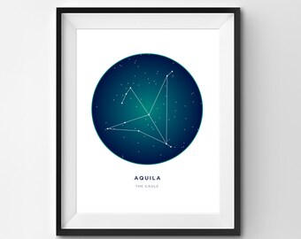 Aquila Printable | Aquila Art Print | Constellation Printable | Constellation Art | Constellation | Printable Art | Stars | Star Art