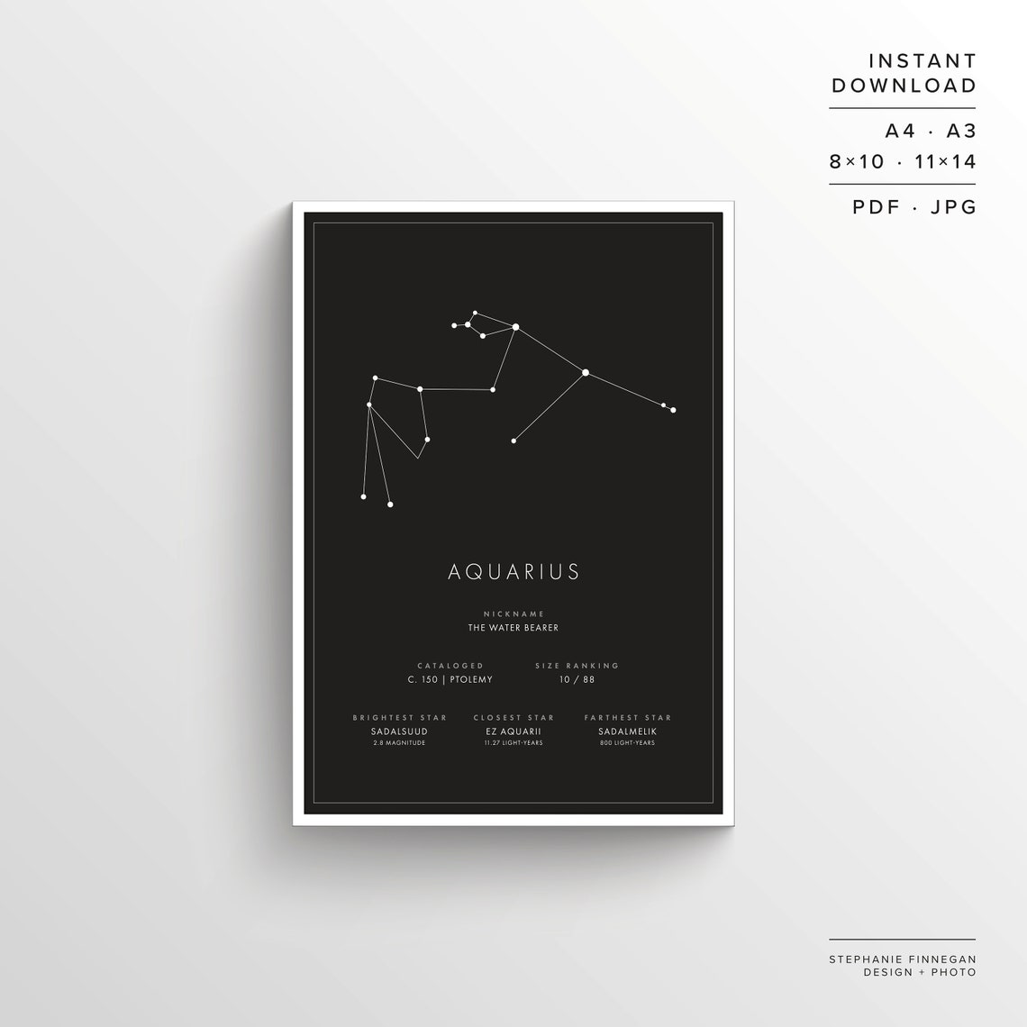 Aquarius Constellation Print Printable Poster Constellation Art ...