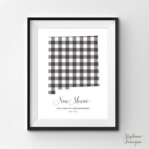 Nuevo México imprimible / Arte imprimible / Gingham / Arte de Nuevo México / Nuevo México / Arte estatal imprimible / Cartel estatal / Arte de pared imprimible