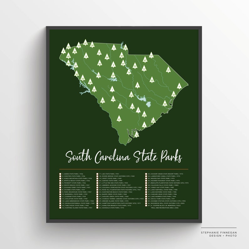 SC State Parks Map Printable Map South Carolina Parks South Carolina SC State Parks Print Travel Map Adventure Map Parks Map image 2