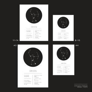 Orion Constellation Print Printable Poster Constellation Art Minimalist Poster Black and White Stars Instant Download image 5