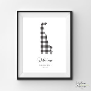 Delaware imprimible / arte imprimible / Gingham / DE impresión / arte de Delaware / Delaware / arte estatal imprimible / cartel estatal / arte de pared imprimible