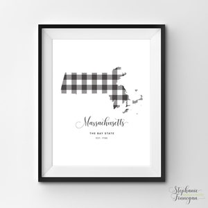 Massachusetts imprimible / arte imprimible / Gingham / MA impresión / arte de Massachusetts / Massachusetts / arte estatal imprimible / cartel estatal