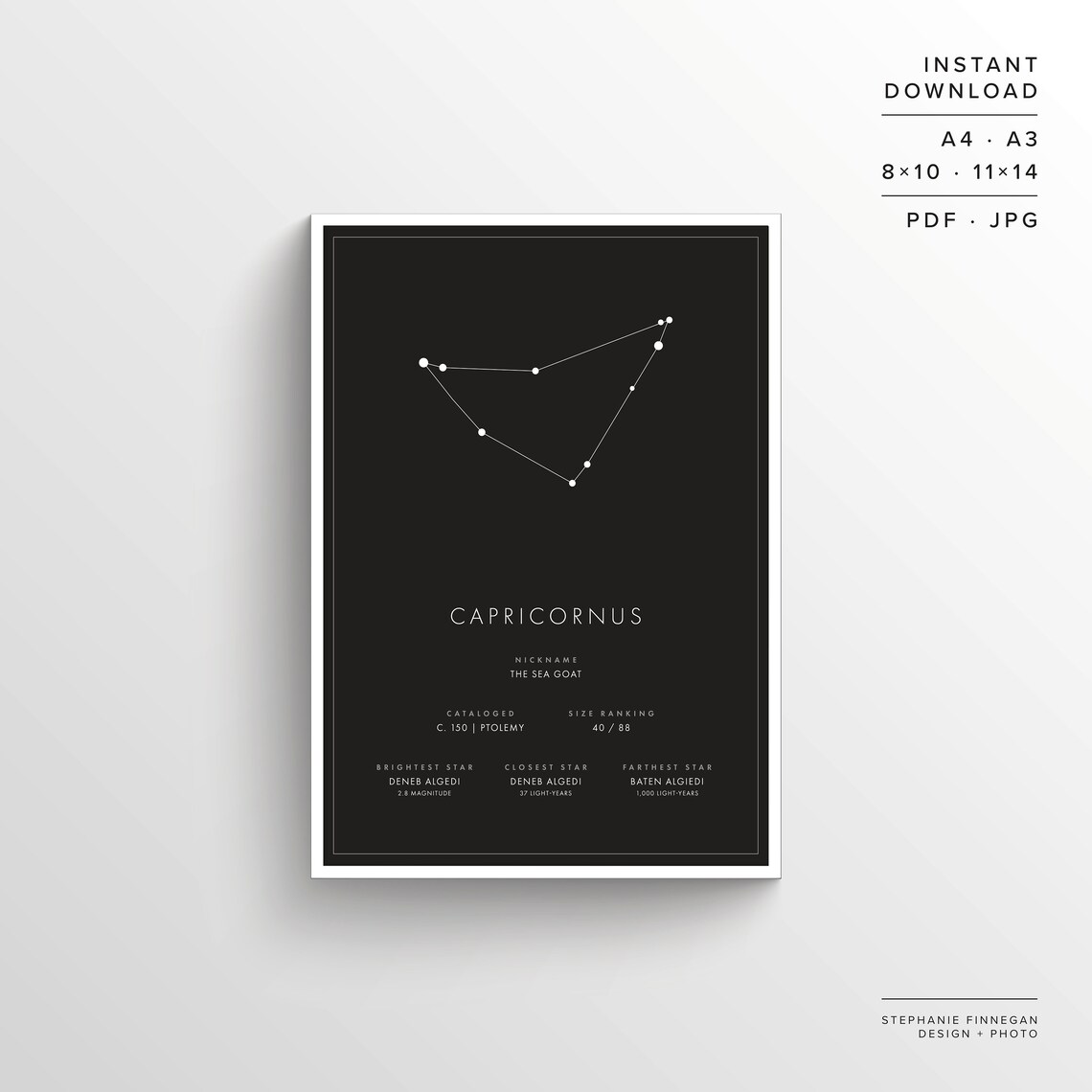 Capricornus Constellation Print | Printable Poster | Constellation Art ...