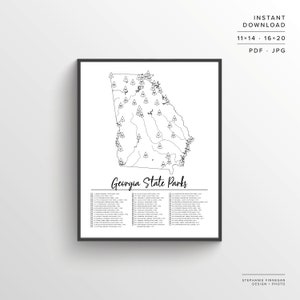 GA State Parks Map | Printable Map | Coloring Parks Map | Georgia Parks | GA State Parks Print | Travel Map | Adventure Map