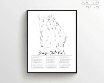 GA State Parks Map | Printable Map | Coloring Parks Map | Georgia Parks | GA State Parks Print | Travel Map | Adventure Map