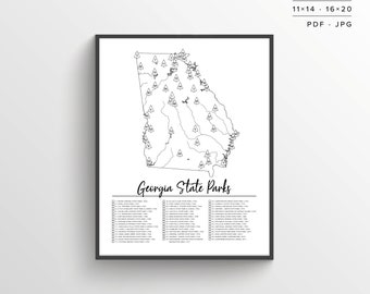 GA State Parks Map | Printable Map | Coloring Parks Map | Georgia Parks | GA State Parks Print | Travel Map | Adventure Map