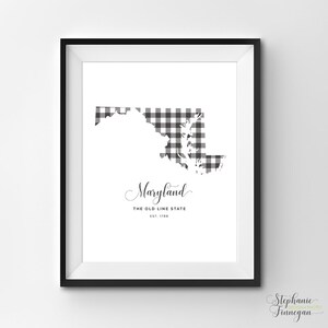 Maryland imprimible / arte imprimible / Gingham / MD impresión / arte de Maryland / Maryland / arte estatal imprimible / cartel estatal / arte de pared imprimible