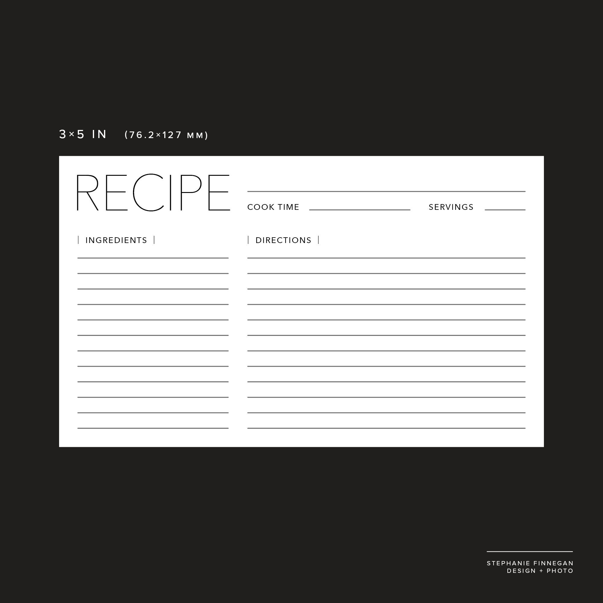 3x5 Recipe Card Printable Recipe Printable Card Recipe Printable Recipe ...