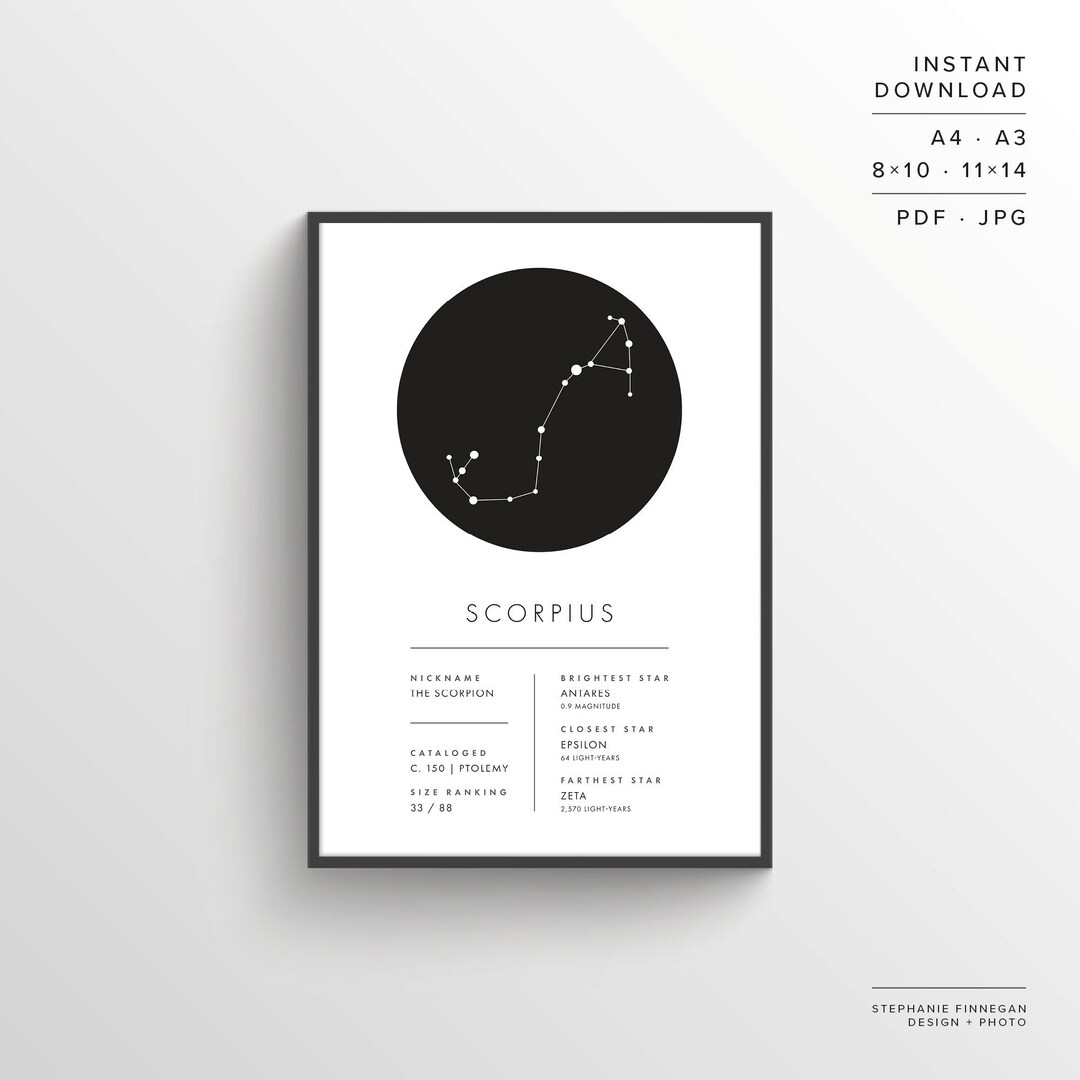 Scorpius Constellation Print | Scorpio | Printable Poster ...