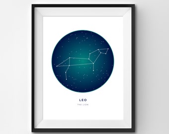 Leo Printable | Leo Art Print | Constellation Printable | Constellation Art | Constellation | Zodiac Art | Printable Art