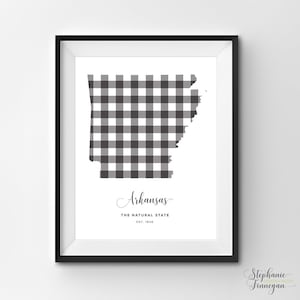 Arkansas imprimible / arte imprimible / Gingham / AR impresión / arte de Arkansas / Arkansas / arte estatal imprimible / cartel estatal / arte de pared imprimible