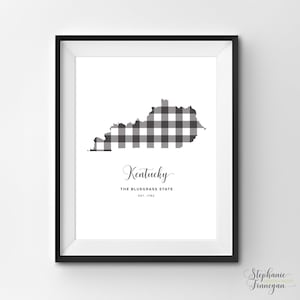 Kentucky imprimible / arte imprimible / Gingham / KY impresión / arte de Kentucky / Kentucky / arte estatal imprimible / cartel estatal / arte de pared imprimible