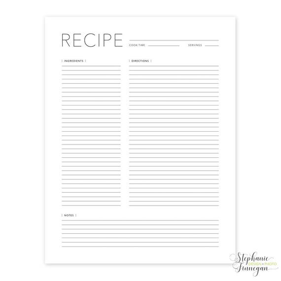 recipe page recipe book recipe printable recipe card etsy free printable recipe pages
