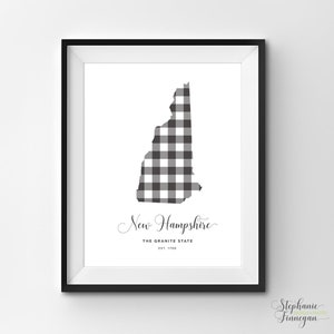 New Hampshire imprimible / Arte imprimible / Gingham / NH Print / Arte de New Hampshire / New Hampshire / Arte estatal imprimible / Cartel estatal