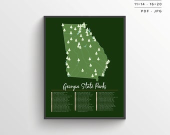 GA State Parks Map | Printable Map | Georgia Parks | Georgia | GA State Parks Print | Travel Map | Adventure Map | Parks Map