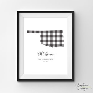 Oklahoma imprimible / arte imprimible / Gingham / arte de Oklahoma / Oklahoma / arte estatal imprimible / cartel estatal / arte de pared imprimible / arte de pared