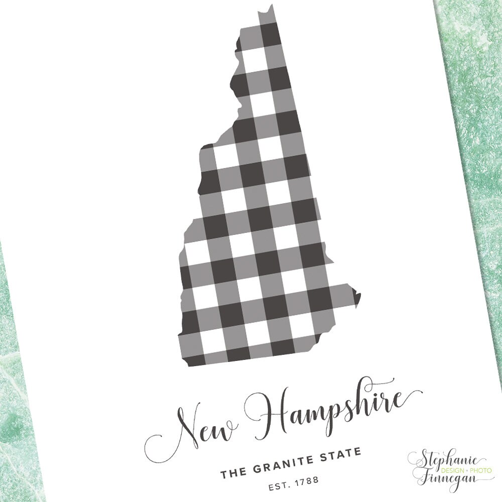 New Hampshire Printable | Printable Art | Gingham | NH Print | New ...
