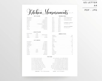 Kitchen Measurements | Kitchen Conversions | Kitchen Equivalents | Cooking Conversions | Conversion Chart | Kitchen Chart | Kitchen Décor