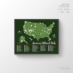 63 National Parks Map | Printable Map | US National Parks | National Park Map | National Parks Poster | National Parks Print | Travel Map