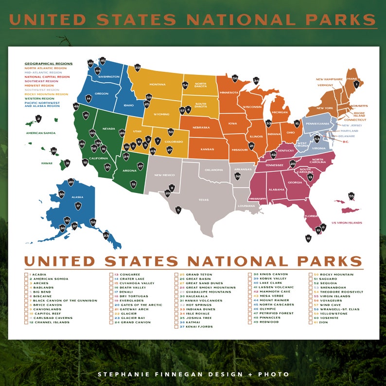 your printable us national parks map with all 63 parks 2021 - us ...