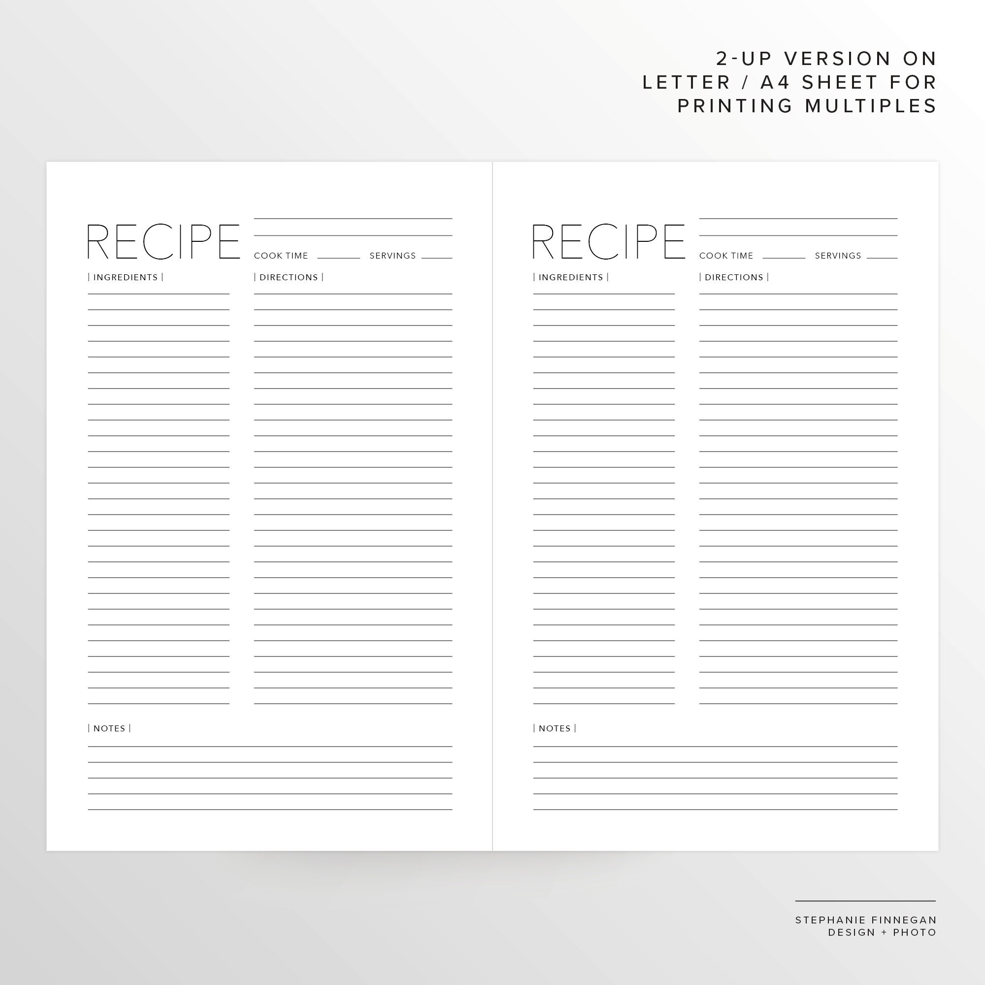 Recipe Page Half Letter A5 Recipe Printable Recipe Etsy