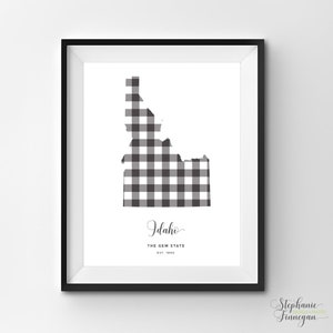 Idaho Printable | Printable Art | Gingham | Idaho Art | Idaho Print | State Art Printable | State Poster | Printable Wall Art | State Print
