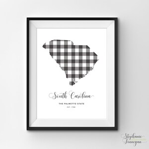 Carolina del Sur imprimible / Arte imprimible / Gingham / SC Print / Arte de Carolina del Sur / Carolina del Sur / Arte estatal imprimible / Cartel estatal