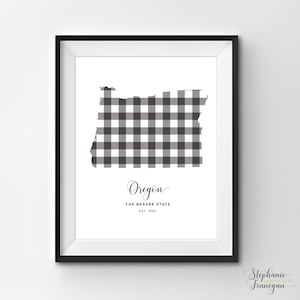 Oregon imprimible / Arte imprimible / Gingham / Arte de Oregon / Oregon / Arte estatal imprimible / Cartel estatal / Arte de pared imprimible / Impresión estatal
