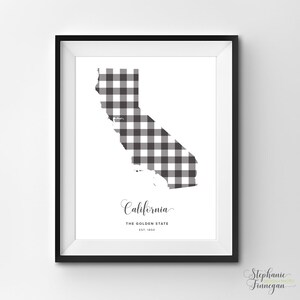 California imprimible / Arte imprimible / Gingham / Arte de California / California / Arte estatal imprimible / Cartel estatal / Arte de pared imprimible