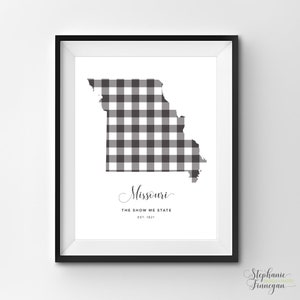Missouri imprimible / arte imprimible / Gingham / MO impresión / arte de Missouri / Missouri / arte estatal imprimible / cartel estatal / arte de pared imprimible